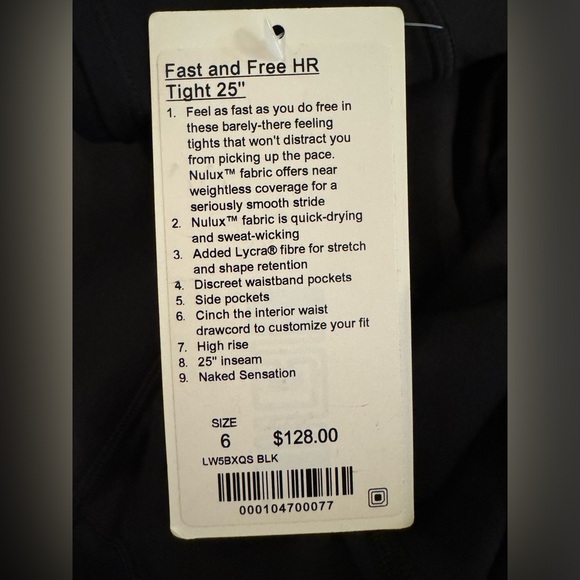 NWT Lululemon Fast and Free HR Tight 25” size 6 - Picture 9 of 10